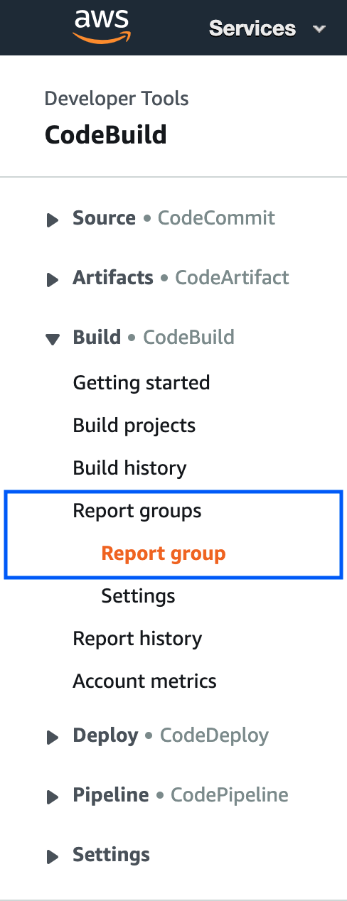CodeBuild report directory